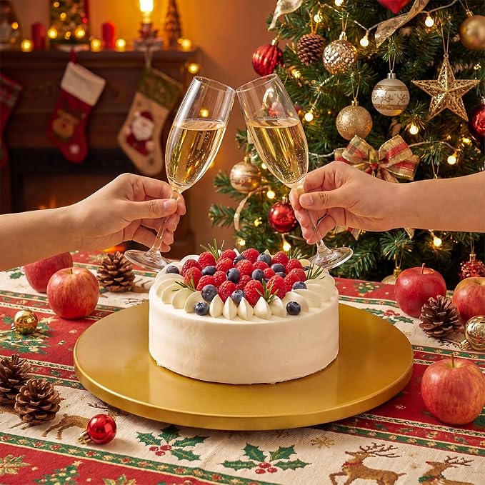 Wenqik 20 Inch Metal Cake Stand with Cake Knife and Spatula, Round Dessert Table Display Stand Metal Dessert Tray Serving Platter for Party, Wedding, Birthday, Baby Shower, Anniversary(Gold)