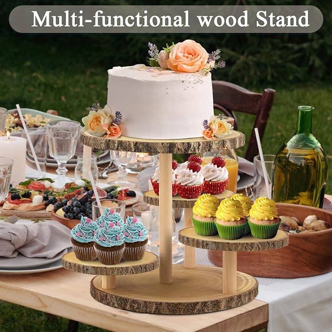 Rustic 4-Tier Wooden Cupcake Stand for 50 Cupcakes - Elegant Dessert Display for Parties, Weddings, Birthdays & More