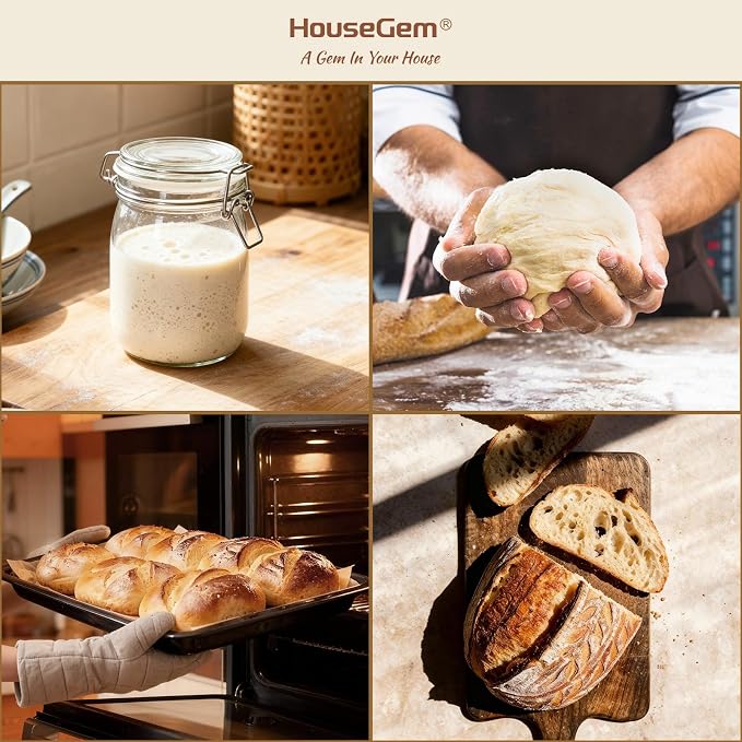 House Gem Sourdough Starter Warmer – Water Bath Uniform Warming, Precise 1°F Thermostat (70–104°F), 198H Timer, Fits Jars Up to 50oz, Sourdough Kit for Sourdough Home Baking & Consistent
