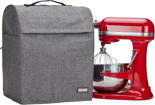 HOMEST Stand Mixer Dust Cover Compatible with KitchenAid 6/7/8 Quart Bowl Lift, Zipper Pocket for Various Kitchen Appliance Accessories, Grey (Patent Design)
