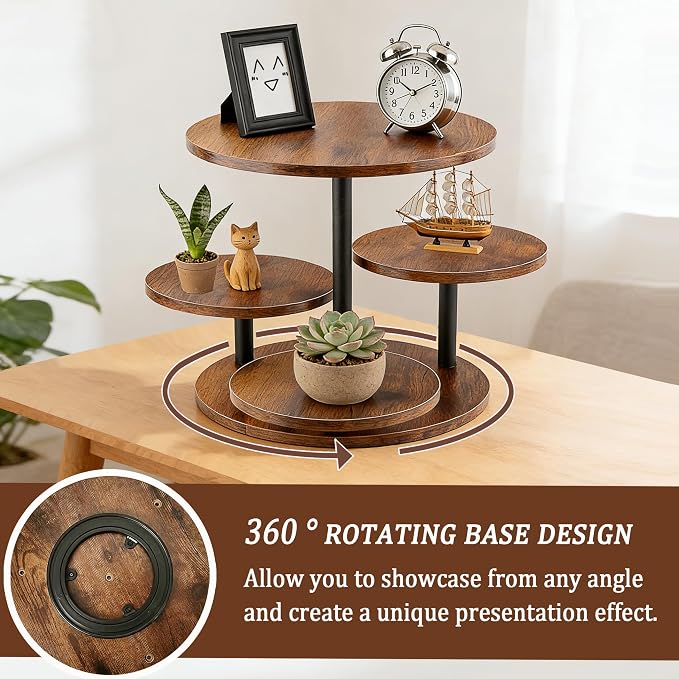 4 Tier Cupcake Tower Stand,360° Rotating Wood Cake Stand for 50 Cupcakes,Dessert Table Display Stands for Wedding Birthday Party Decoration Baby Shower Tea Party