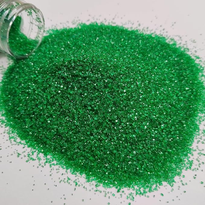 Green Sanding Sugar Sprinkles, Green Sugar Crystals, Edible Sparkling Sprinkles for Cake Cupcake Decorating, Baking Cake Decorations, Cookies Ice Cream Toppings, Wedding Party Christmas Supplies 130g/4.6oz