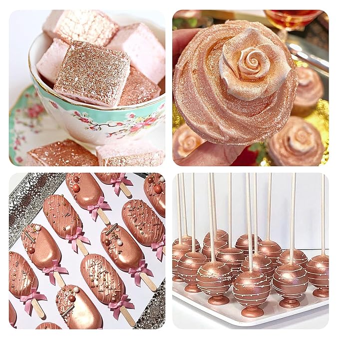 Rose Gold Edible Glitter Spray – Herbeklab 10g Food Grade Edible Shimmer Spray for Cakes, Cookies, Chocolate, Strawberries, Drinks and Cocktails– Upgraded Bottle Design