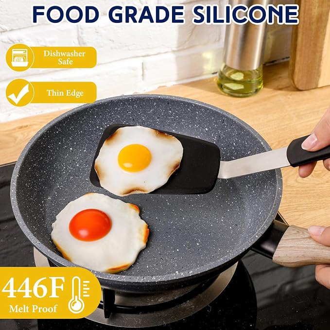 Medium Silicone Spatula Flexible Silicone Cookie Spatula Heat Resistant Medium Pancake Turner for Kitchen Use Nonstick Cookware No Scratch Cooking Flipper for Egg Pancake