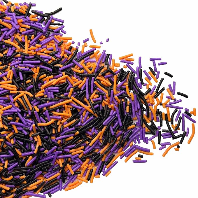 SE Si&Moos Black Purple and Orange Jimmies Sprinkles Black and Purple Halloween Sprinkles for Cake Decorating Edible Crunchy Jimmies for Topping Ice Cream, Cookies, Cakes, Cupcakes, Dessert Decorating 3 OZ