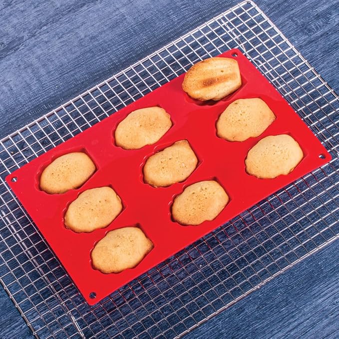Mrs. Anderson's Baking Silicone Madeleine Cookie Pan, 9 Cup, European-Grade Silicone Bakeware, For Madeleine Cookies And Shell-Shaped Pastries