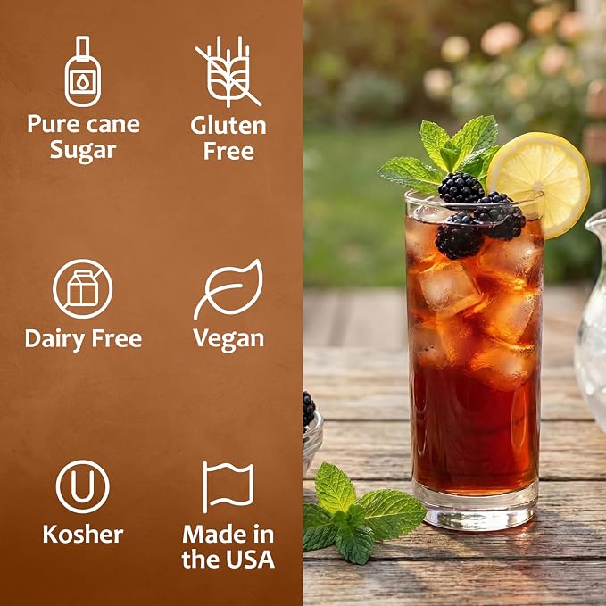 Syruvia Blackberry Tea Syrup, Flavored Syrup for Teas, Drinks, Lemonades, Iced Teas, and Desserts – 25.4 fl oz - with Pump