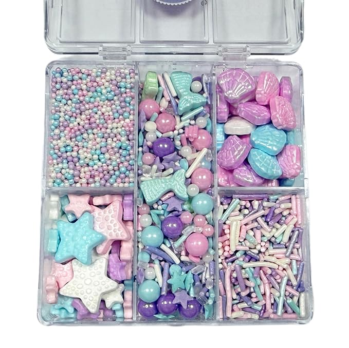 Sentovac Edible Mermaid Shell Jimmies Mixing Sprinkles for Cake Decorating Cupcake Cookie and Ice Cream Topper Decorations 2.75oz