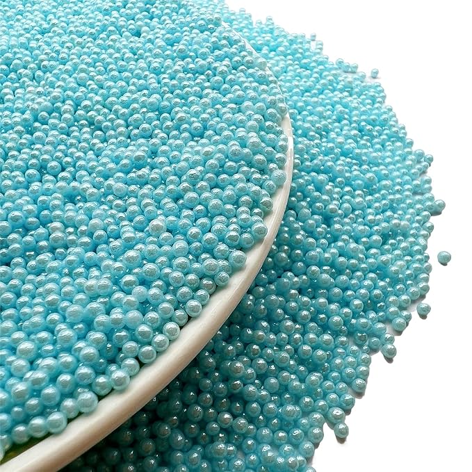 SE Si&Moos Nonpareil Sprinkles, 2mm Light Blue Mini Edible Pearls Baby Blue Sprinkles for Cake Decorating Halloween Cookie Decorations Wedding Baby Shower Party Christmas Holiday Supplies 3.5 OZ