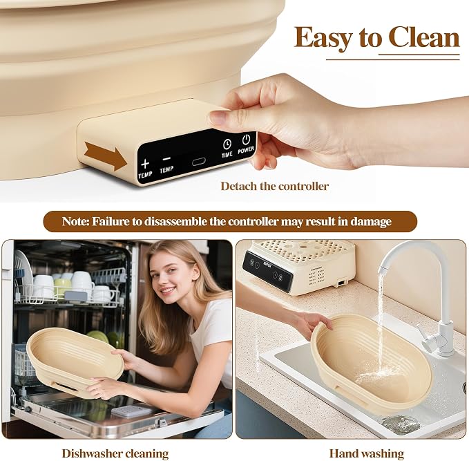 Sourdough Starter Kit, 2L Oval Sourdough Bread Baking Supplies, 6 Level (77-122°F) Graphene Heating Thermostatic Banneton Proofing Basket, Sourdough Starter Warmer for Bread Making Baking Fermentation
