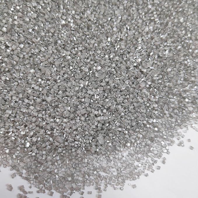 HeDeon&Rles Edible Silver Sanding Sugar Crystals for Baking 120g/4.23oz Sparkling Sugar Crystals Cake Cupcake Pancake Ice Cream Top Birthday Wedding Easter Halloween ChristmasCake Decoration