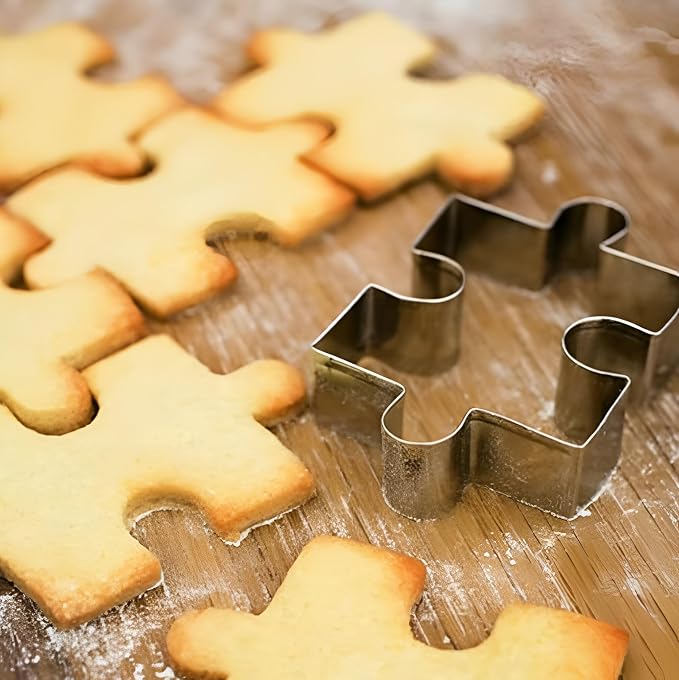 Wetco Puzzle Cookie Cutter Set of 4Pcs, Biscuit Cutters Stainless Steel Set, Puzzle Cutter Fondant Cutters Tool for baking Cookie Baking for Birthday Party Valentine's Day gifts of love