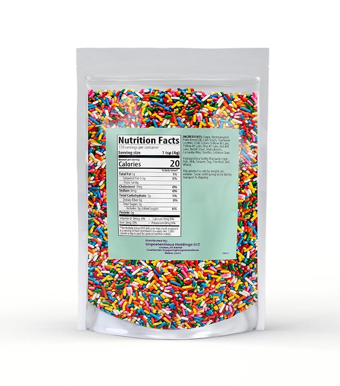 Unpretentious Rainbow Baking Sprinkles (1.5 lb) Bulk Quantity for High-Volume Baking, Dessert Topper