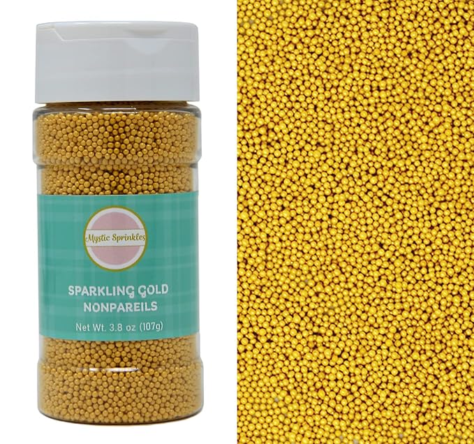 Mystic Sprinkles Sparkling Gold Nonpareils 3.8oz Bottle
