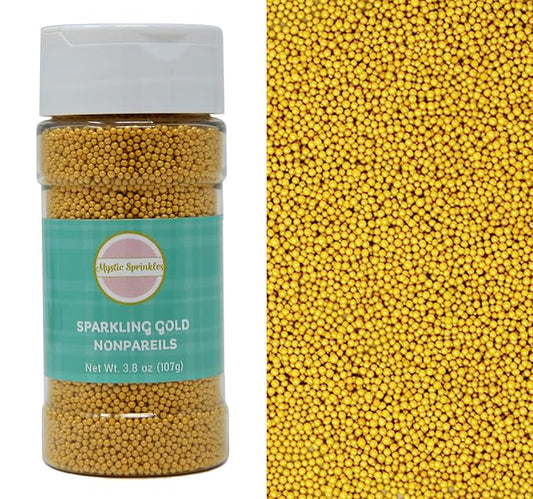 Mystic Sprinkles Sparkling Gold Nonpareils 3.8oz Bottle