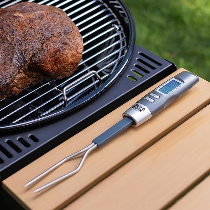 Maverick BarBFork Digital Meat Thermometer Fork, Preset Temps for 6 Meats, Backlit LCD, Beep Alert, Stainless Steel Probes, Auto-Off