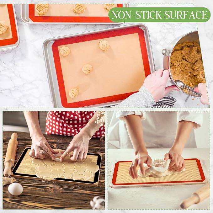 Baderke 2 Pack Toaster Oven Liner for Ninja St100 and St101 Foodi 2-in-1 Flip Toaster 9.6 x 5.6 in Silicone Liners Non Slip Silicone Baking Mat for Baking Cookies Bread Oven(Black, Red)