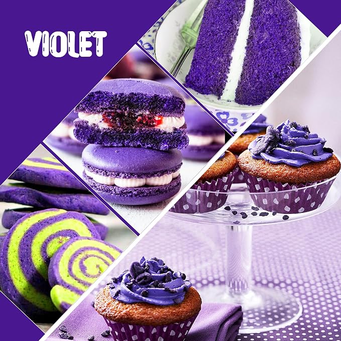 Food Coloring Liquid - Vibrant Color Food Coloring for Cake Decorating, Baking, Easter Egg, Icing - Tasteless Food Color Dye for Fondant, Cooking, Airbrush (Violet, 8 Fl.oz)