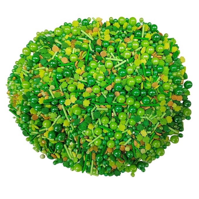 Eastron St Patrick's Day Edible Green Jimmies Sprinkles Mix Cake Decorations Baking Ice Cream Cookies Cupcake Topper 3.35Oz