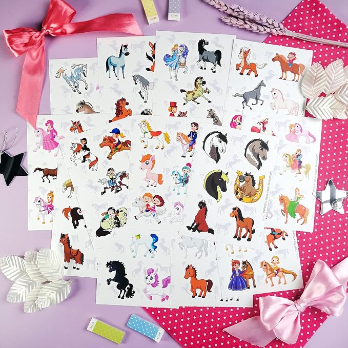 BulbaCraft 100Pcs Horse Stickers, Vinyl Horse Decals for Girls, Pony Party Supplies, Gifts for Women & Men