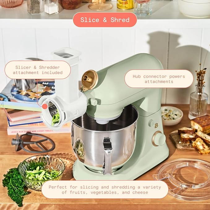 6 Quart Stand Mixer, 600W Tilt-Head Electric Kitchen Mixer with 12 Speeds, Stainless Steel Bowl, Dough Hook, Whisk & Beater, Multifunction Food Mixer (Sage Green)