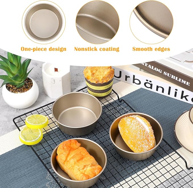 10 PCS Air Fryer Mini Pie Pan Tart Tins, Jumbo Muffin Cupcake Pans 4 Inch Air Fryer Hamburger Bun Mold, Non-Stick Air-Fryer Egg Baking Pan Individual Mini Cake Pans for Baking