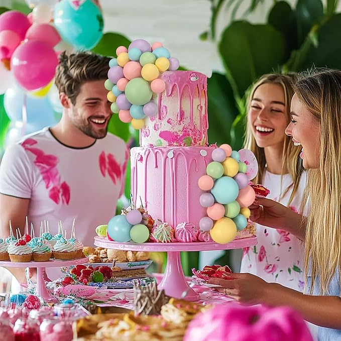 56 PCS Colorful Ball Shaped Cake Topper Pearl Picks for Cupcake Insert, Birthday Party, Wedding Decoration Supplies (Pink, Yellow, Blue, Purple, Green)