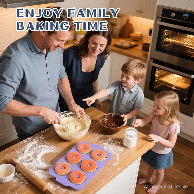 Silicone Donut Pan Baking: 3.5 Inch Doughnut Pans with Metal Frame -Nonstick Silicone Donut Molds for Baking Gluten Free Glazed Vegan Protein Donuts Bagel - for Oven Kitchen - Home Bakers