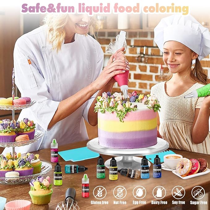 Lime Food Coloring Liquid - Vibrant Liquid Icing Food Coloring Set for Baking, Cake Decorating, Easter Egg, Airbrush - Tasteless Food Dye for Fondant, Slime, DIY Crafts - 5.5 Fl.oz / 160ml Each