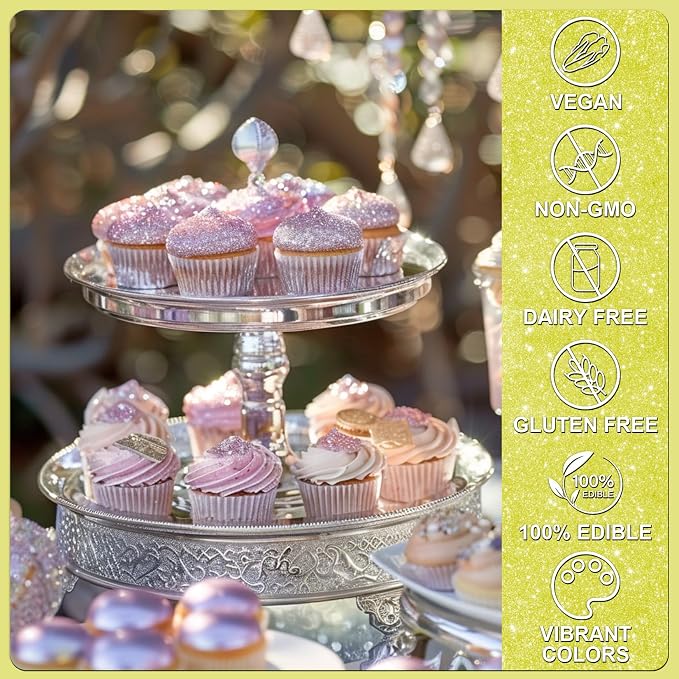 Yellow Edible Glitter - 5g Food Grade Cake Decorating Shimmering Glitter, Edible Sprinkle Luster Dust for Drinks, Chocolates, Fondant, Strawberries, Cupcakes, Candy, Easter Cookie - Vegan