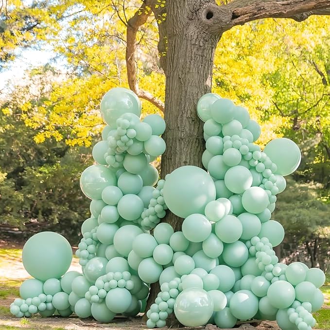 120pcs Mint Green Balloons, 18 12 10 5 inch Mint Green Latex Balloons Different Sizes Balloon Arch Kit for Birthday Baby Shower Gender Reveal Wedding Party Decorations