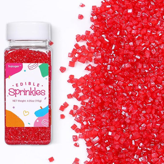 Red Sugar Sprinkles for Cake Decorating, 4.02oz Red Cake Sprinkles Edible for Cupcake Toppers Baking Cookies Ice Cream Chocolate Birthday Party Decorations