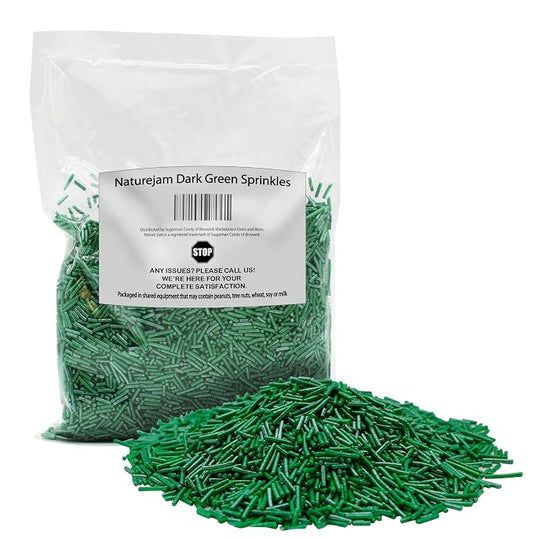 Naturejam Dark Green Sprinkles BULK Jimmies - Edible Cake Cupcakes Dessert & Ice Cream Topping-1 Pound