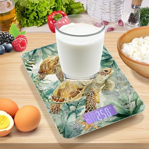 Food Scale Kitchen Scale Food Weight Scales Digital Weight Grams and Ounces Small Electronic Food Scale for Baking Cooking Sea Turtle Starfish Plants
