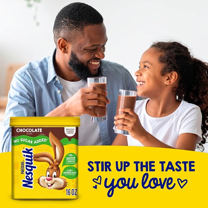 Nesquik Chocolate Powder No Sugar Added, 16 oz