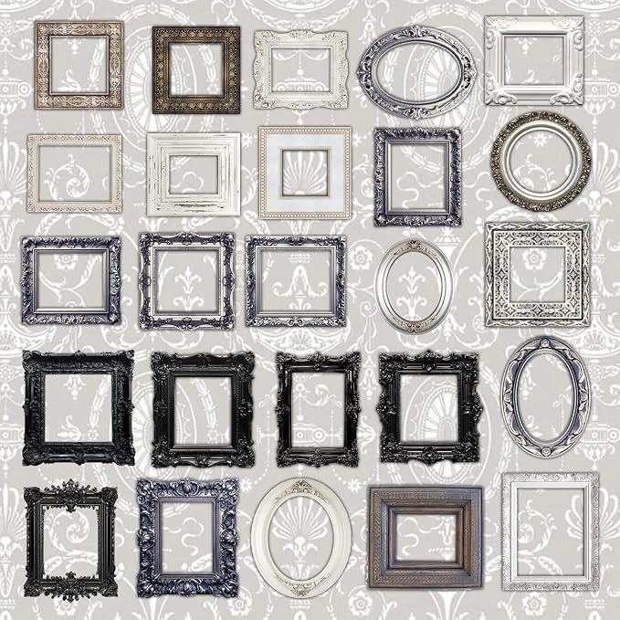 100 Pcs Vintage Frame Stickers for Scrapbooking - Scrapbook Supplies, Journal Stickers & Embellishments | Bullet Journal, Junk Journal, Wedding Albums, Crafts (Black & White)