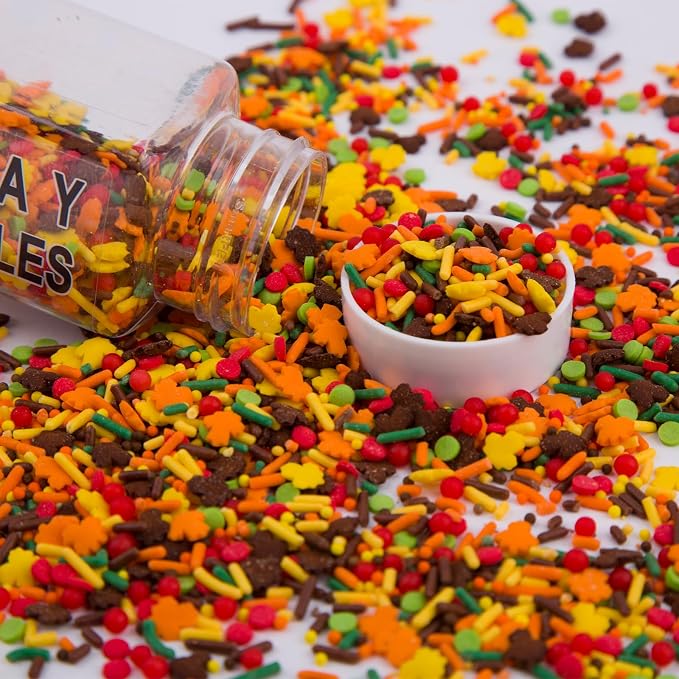 Sentovac Thanksgiving Autumn Sprinkles Edible Maple Leaves Fall Confetti Sprinkles for Cake Decorating Cookie Cupcake Topper Baking Decorations Thanksgiving Halloween Christmas Supplies
