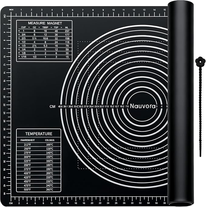Extra Large Baking Mat - 28" Silicone Pastry Mat, Reusable Non-Stick Dough Mat with Measurement for Fondant, Rolling Dough, Pie Crust, Pizza and Cookies, Black