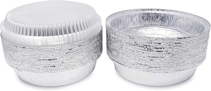 (360 Pack) Premium 7-Inch Round Foil Pans with Plastic Dome Lids l Heavy Duty l Disposable Aluminum Tin for Roasting, Baking, or Cooking