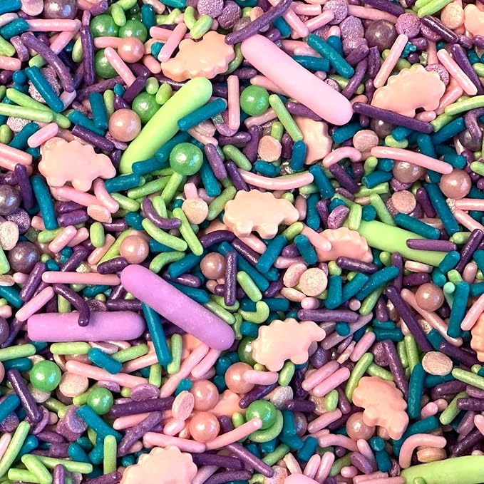 COOL MOM SPRINKLES Pink Dinosaur Sprinkles (4 oz.) – Dinosaur Themed Sprinkles for Decorating Birthday Cakes, Cupcakes, Cookies & Desserts – Mixed in the USA/Gluten-Free