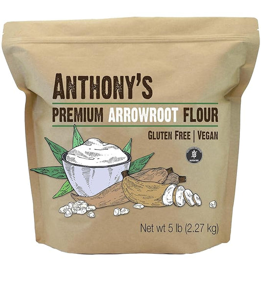 Anthony's Premium Arrowroot Flour, 5 lb, Fine Powder, Gluten Free, Non GMO, Cornstarch Alternative