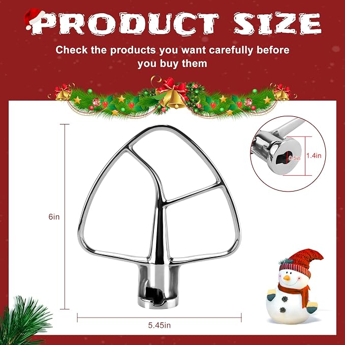 Flat Beater K45B Stainless Steel Attachment -Stainless Steel K45B Kitchen Mixer Paddle Attachment Perfectly Fit for 4.5 QT Tilt-Head Stand Mixer Beater K45SS by MIFLUS