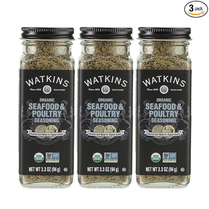 Watkins Gourmet Organic Spice Jar, Seafood & Poultry Seasoning, Jar 3.3 Ounce (Pack of 3)