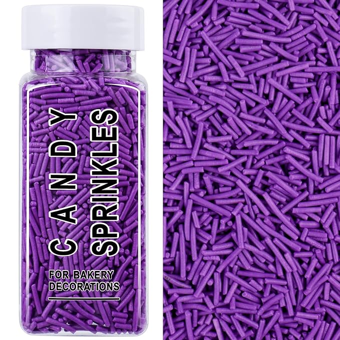 Purple Jimmies Sprinkles, Edible Purple Sprinkles for Baking Topping, Cupcakes, Cookies, Ice Cream & Cake Decorating, Halloween Mardi Gras Party Supplies