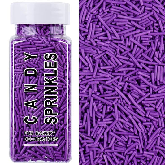 Purple Jimmies Sprinkles, Edible Purple Sprinkles for Baking Topping, Cupcakes, Cookies, Ice Cream & Cake Decorating, Halloween Mardi Gras Party Supplies