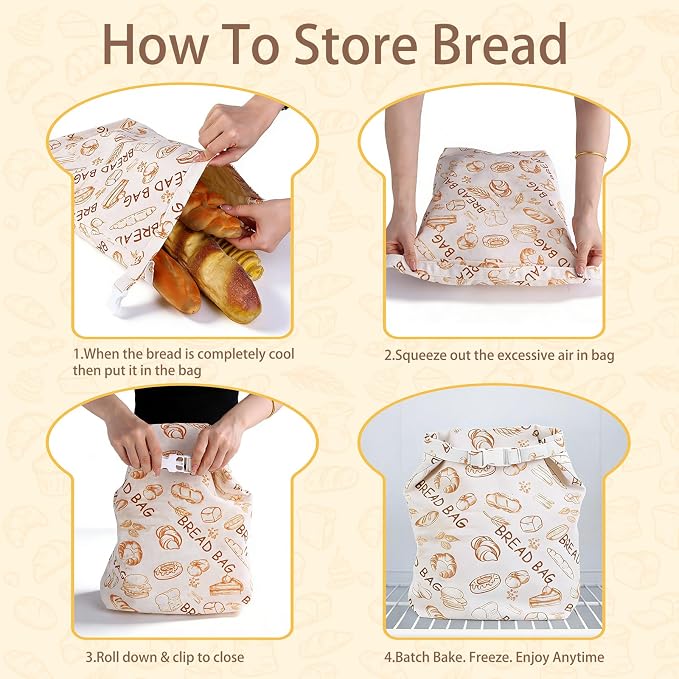 Beeswax Bread Bag for Sourdough, Large Linen Bread Bags for Homemade Bread with Wide Bottom, Washable & Eco-Friendly, Keeps Bread Fresh Longer, 2026 Upgraded Sourdough Storage Bag - 2 Pack