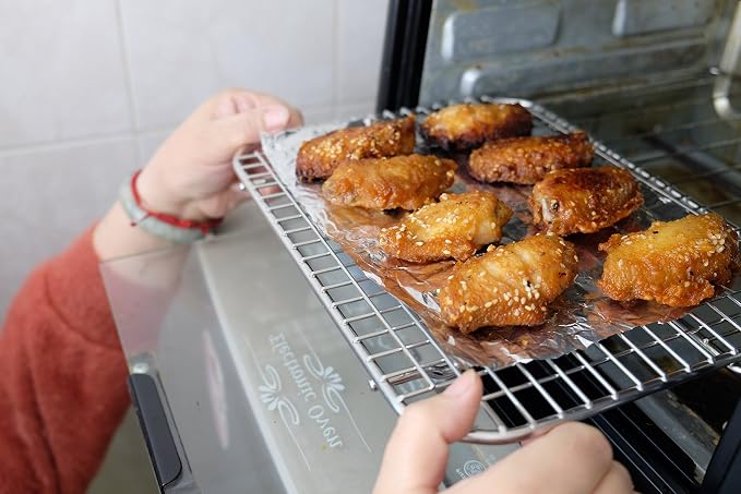 100% 304 Stainless Steel Cooling Rack and Wire Grate For Full Size Sheet Bun Pan,Real Heavy Duty 3.20LB, Roasting,Drying,Commercial Quality, Healthy Material