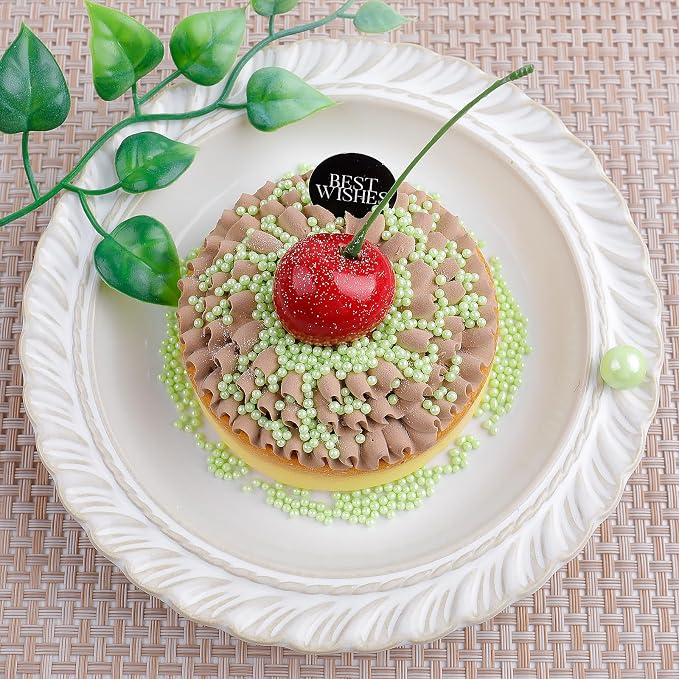 Light Green Pearl Sprinkles for Cake Decorating, 4 Sizes Sugar 130g/4.6oz, Cupcake, Ice Cream, Donuts, Macaron Toppings Supplies (2mm, 4mm, 7mm, 1cm)