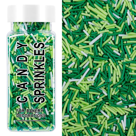 St Patrick's Day Sprinkles, Edible Green and White Jimmies Mix for Baking Topping, Cupcakes, Cookies, Ice Cream & Cake Decorating, Irish Party Christmas Festival Supplies