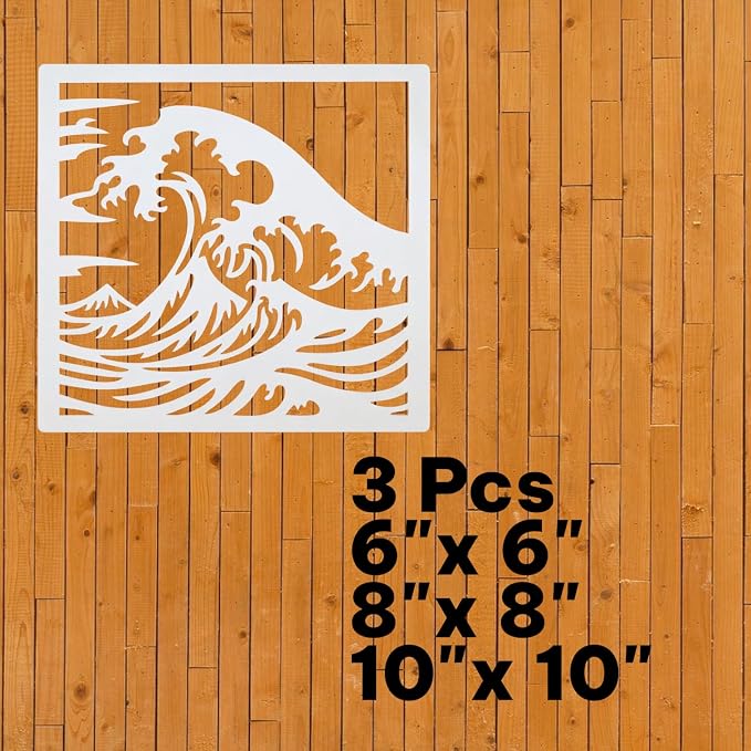 Great Ocean Wave Stencil – Nautical Ocean Travel Adventure Design Template Pattern Reusable Art Stencil for Painting, Crafting and DIY Projects